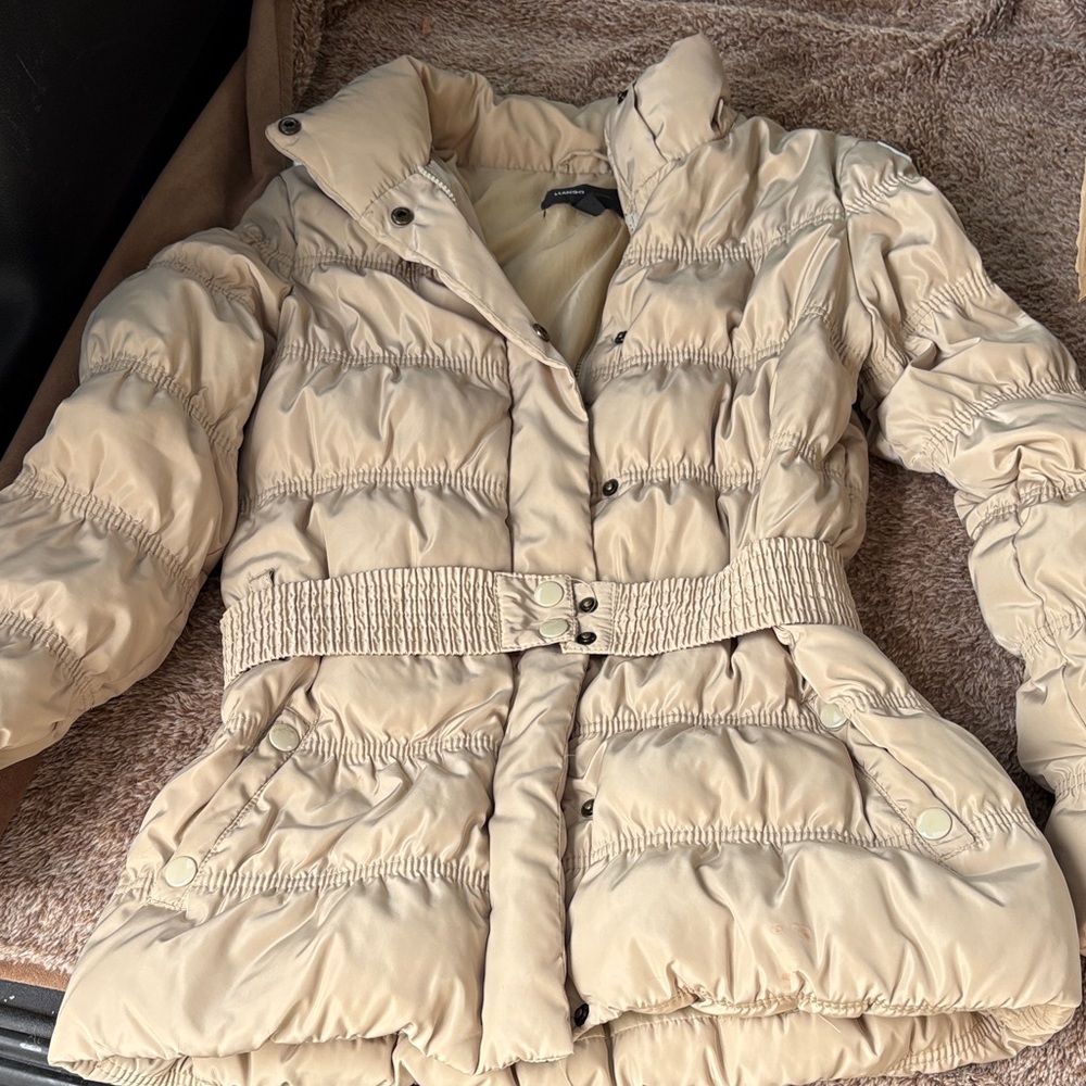 Mango Casual Women's Beige Puffer Jacket